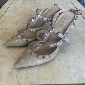 Valentino Garavani Rockstud So Noir Nude Leather Heels Shoes Sandal 36.5 UK 3.5